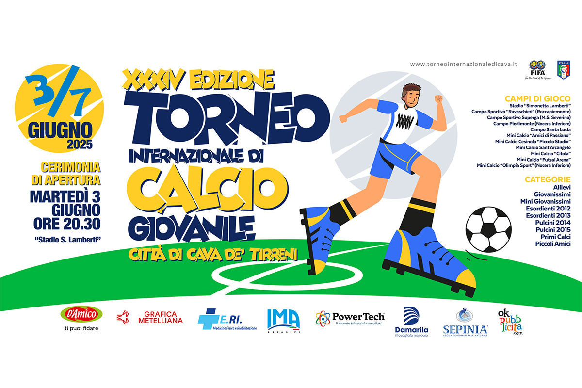 Torneo Internazionale di Calcio Giovanile “Città di Cava de’ Tirreni”, giovedì 29 maggio la presentazione della 34ª edizione